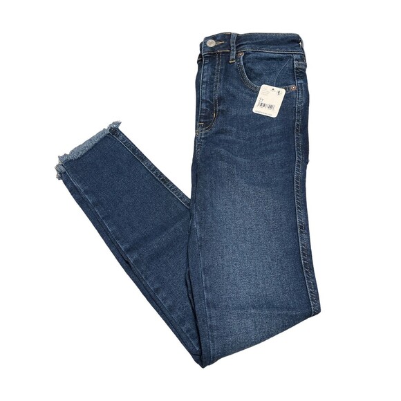 Free People Boho Raw Hem High Rise Jegging in Deep Indigo Blue- Size 27 NWT - Picture 2 of 13